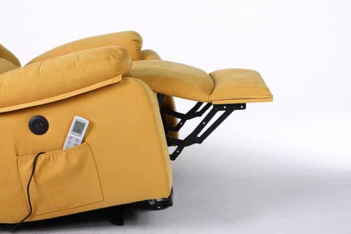 Fotoliu cu Masaj și Încălzire, Recliner Electric, Galben Mustar - imagine 7
