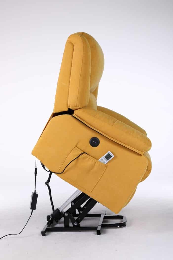 Fotoliu cu Masaj și Încălzire, Recliner Electric, Galben Mustar - imagine 22