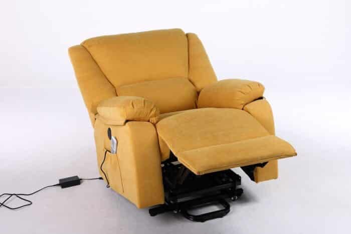 Fotoliu cu Masaj și Încălzire, Recliner Electric, Galben Mustar - imagine 6