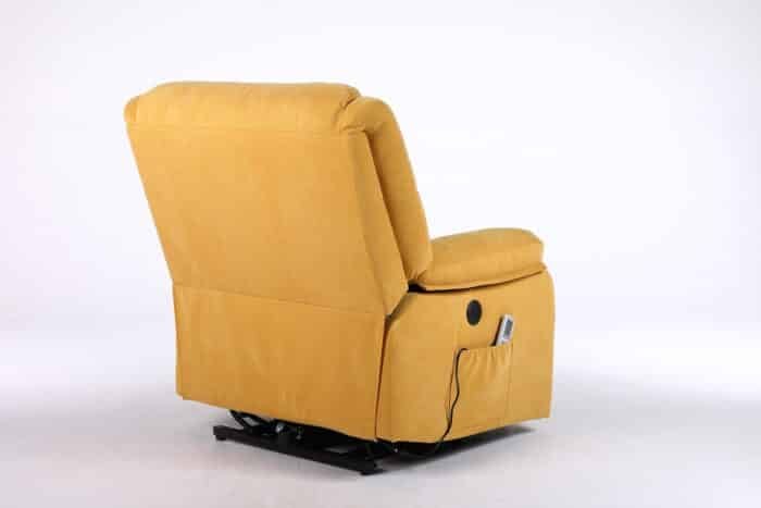 Fotoliu cu Masaj și Încălzire, Recliner Electric, Galben Mustar - imagine 20