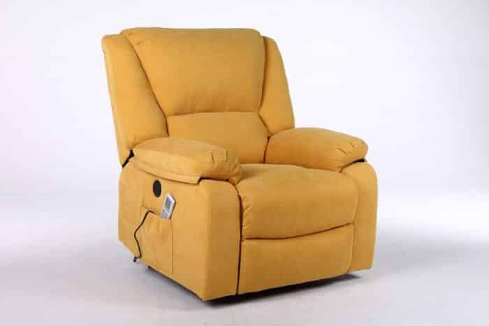 Fotoliu cu Masaj și Încălzire, Recliner Electric, Galben Mustar - imagine 16