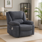 Fotoliu cu Masaj și Încălzire, Recliner Electric, Gri Închis (Grafit) - imagine 2