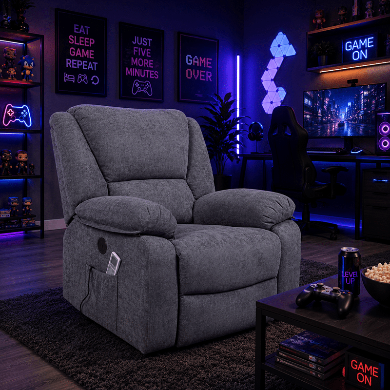 Fotoliu cu Masaj și Încălzire, Recliner Electric, Gri Închis (Grafit) Fotoliu cu Masaj și Încălzire, Recliner Electric, Gri Închis (Grafit) - imagine 1
