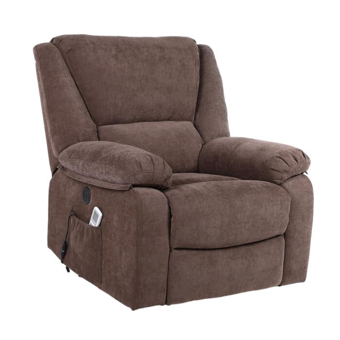 Fotoliu cu Masaj și Încălzire, Recliner Electric, Maro - imagine 26