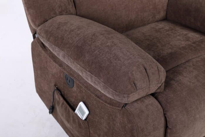 Fotoliu cu Masaj și Încălzire, Recliner Electric, Maro - imagine 19