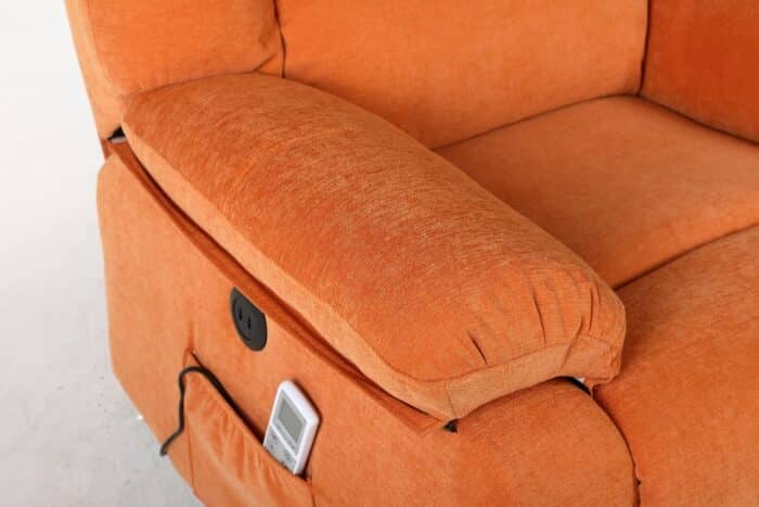 Fotoliu cu Masaj și Încălzire, Recliner Electric, Portocaliu - imagine 13
