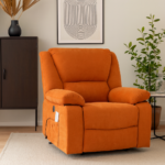 Fotoliu cu Masaj și Încălzire, Recliner Electric, Portocaliu - imagine 2