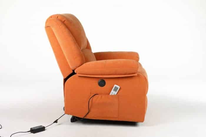 Fotoliu cu Masaj și Încălzire, Recliner Electric, Portocaliu - imagine 7