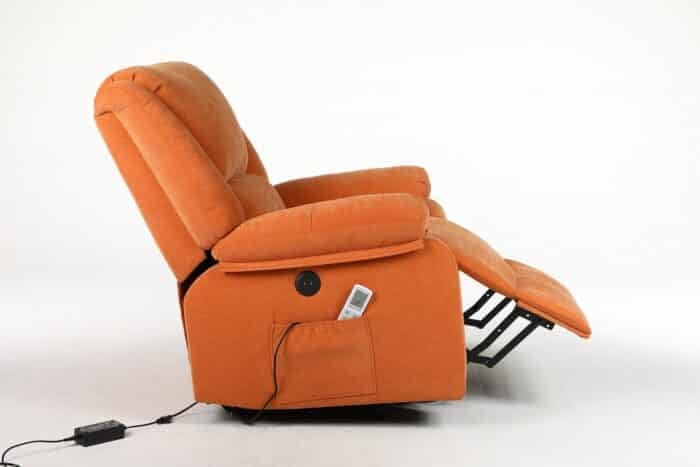 Fotoliu cu Masaj și Încălzire, Recliner Electric, Portocaliu - imagine 6