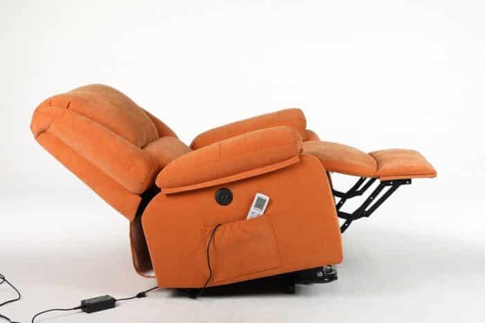 Fotoliu cu Masaj și Încălzire, Recliner Electric, Portocaliu - imagine 5