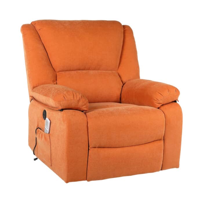 Fotoliu cu Masaj și Încălzire, Recliner Electric, Portocaliu - imagine 3