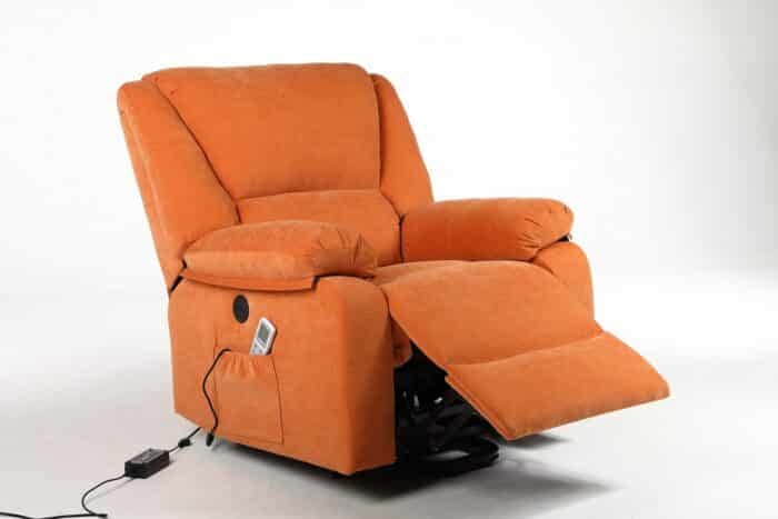 Fotoliu cu Masaj și Încălzire, Recliner Electric, Portocaliu - imagine 24