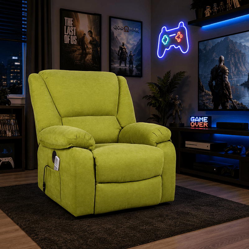 Fotoliu cu Masaj și Încălzire, Recliner Electric, Verde Fotoliu cu Masaj și Încălzire, Recliner Electric, Verde - imagine 1