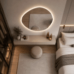 Oglindă LED Asimetrică Premium 80×80 cm, Lumină Spate, 3 Tipuri de Lumină - Calda, Rece, Neutra - imagine 2