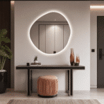 Oglindă LED Asimetrică Premium 80×80 cm, Lumină Spate, 3 Tipuri de Lumină - Calda, Rece, Neutra - imagine 3