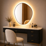 Oglindă LED Asimetrică Premium cu Ramă Neagră 90×70 cm, Lumină Spate, 3 Tipuri de Lumină - Calda, Rece, Neutra - imagine 7