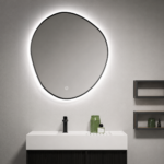 Oglindă LED Asimetrică Premium cu Ramă Neagră 90×70 cm, Lumină Spate, 3 Tipuri de Lumină - Calda, Rece, Neutra - imagine 6