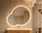 Oglindă LED Premium 2 Cercuri Suprapuse, 80x65x50 cm, Dimabilă, 3 Tipuri de Lumină, Touch, Copper-Free - imagine 7