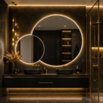 Oglindă LED Premium 2 Cercuri Suprapuse, 80x65x50 cm, Dimabilă, 3 Tipuri de Lumină, Touch, Copper-Free - imagine 9