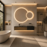 Oglindă LED Premium 2 Cercuri Suprapuse, Lumina Fata - Spate, 120x80x60 cm, Dimabilă, 3 Tipuri de Lumină, Touch, Copper-Free - imagine 4