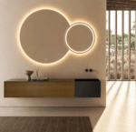 Oglindă LED Premium 2 Cercuri Suprapuse, Lumina Fata - Spate, 120x80x60 cm, Dimabilă, 3 Tipuri de Lumină, Touch, Copper-Free - imagine 2