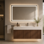 Oglindă LED Premium Dreptunghiulară, 80x60 cm, Iluminare Față-Spate, Dimabilă, Touch, Copper-Free - imagine 6
