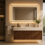 Oglindă LED Premium Dreptunghiulară, 80x60 cm, Iluminare Față-Spate, Dimabilă, Touch, Copper-Free - imagine 5