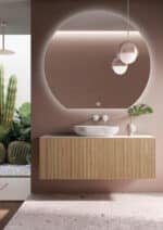 Oglindă LED Premium Semirotundă, Bază Dreaptă, 80x75 cm, Touch, Dimabilă, 3 Tipuri de Lumină, Copper-Free - imagine 5