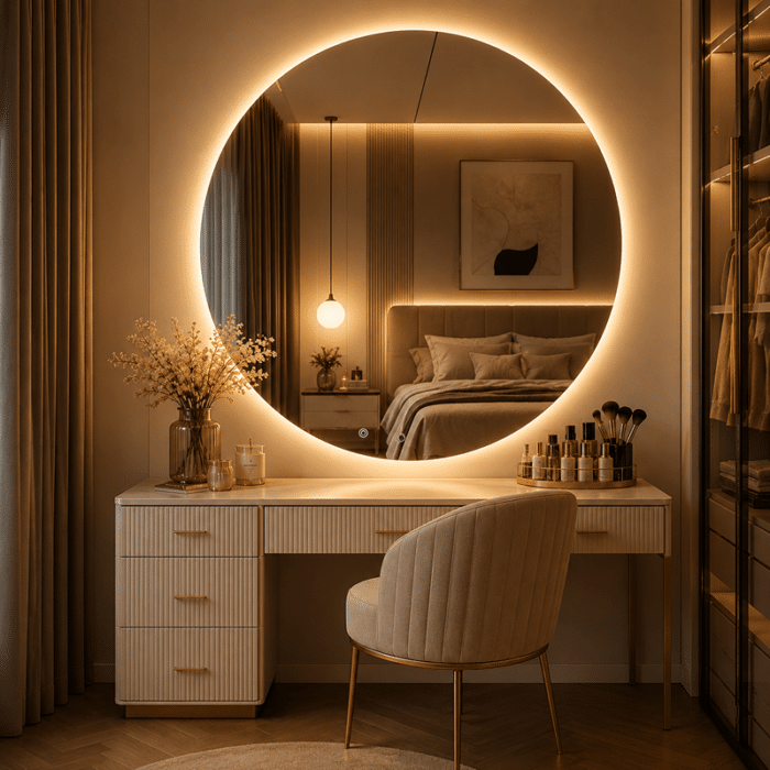 Oglindă LED Rotundă Premium 120×120 cm, Lumină Spate, 3 Tipuri de Lumină - Calda, Rece, Neutra - imagine 2
