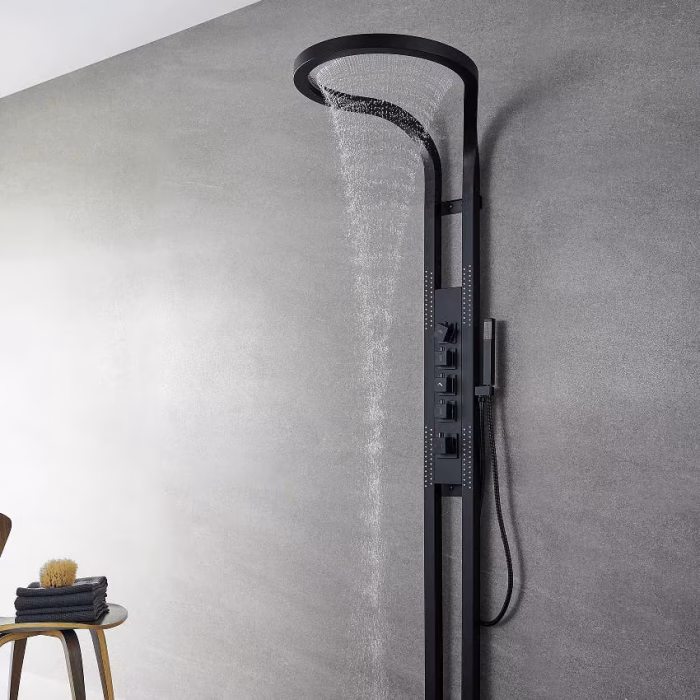 Panel de Dus Lux Imperial, Efect de Ploaie, 5 Functii Hidromasaj , Negru - imagine 10