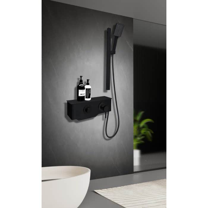 Panel de Dus Simplu, Negru Mat - imagine 6