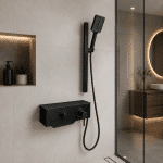 Panel de Dus Simplu, Negru Mat - imagine 3