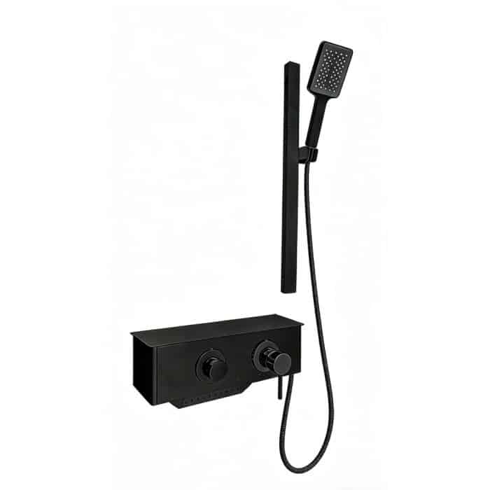 Panel de Dus Simplu, Negru Mat - imagine 5
