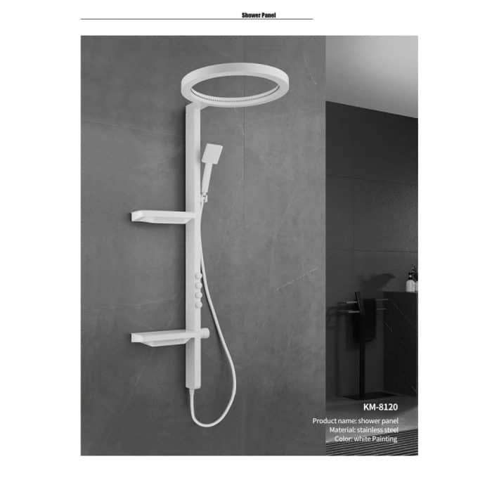 Panel de Dus cu Efect de Cascada si Jeturi cu Masaj, Alb - imagine 3