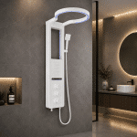 Panel de Dus cu Efect de Cascata si Jeturi cu Masaj, Afisaj Digital, LED Incorporat, Alb - imagine 3