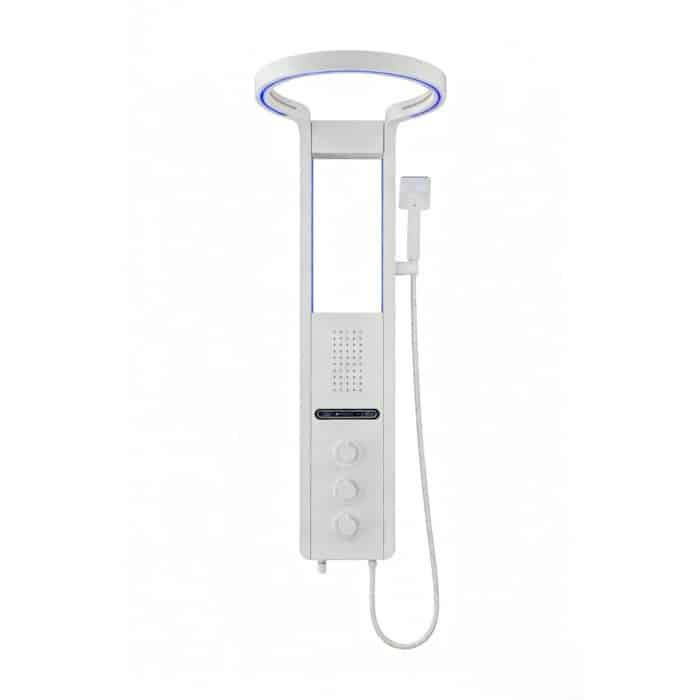 Panel de Dus cu Efect de Cascata si Jeturi cu Masaj, Afisaj Digital, LED Incorporat, Alb - imagine 4