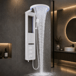 Panel de Dus cu Efect de Cascata si Jeturi cu Masaj, Afisaj Digital, LED Incorporat, Alb