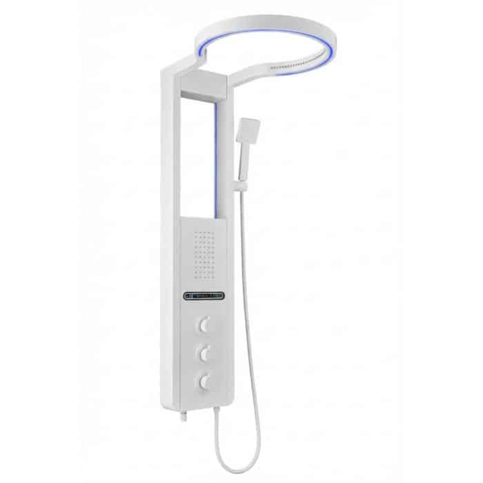 Panel de Dus cu Efect de Cascata si Jeturi cu Masaj, Afisaj Digital, LED Incorporat, Alb - imagine 5