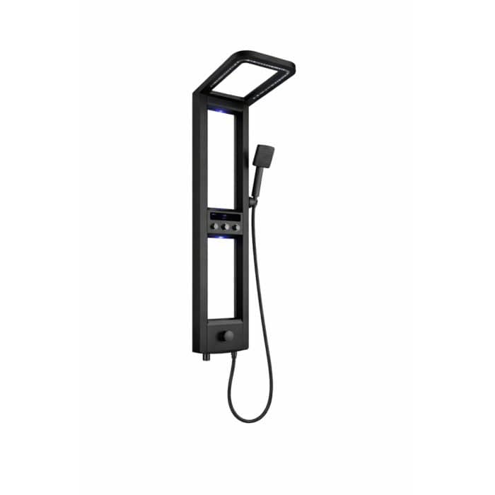 Panel de Dus cu Efect de Cascata si Jeturi cu Masaj, Afisaj Digital, LED Incorporat, Negru - imagine 8