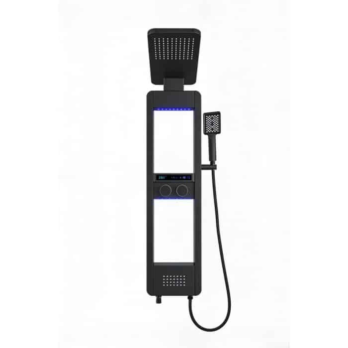Panel de Dus cu Efect de Ploaie si Jeturi cu Masaj, Afisaj Digital, LED Incorporat, Negru - imagine 6