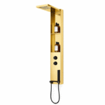 Panou de Duș Auriu Premium, Inox SUS304, 140x22 cm, Efect Ploaie și Cascadă, cu Rafturi Integrate - imagine 8