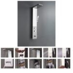 Panou de Duș Premium Crom, Oglindă Integrată și Dulap cu Rafturi, Inox, 140x23 cm - imagine 15