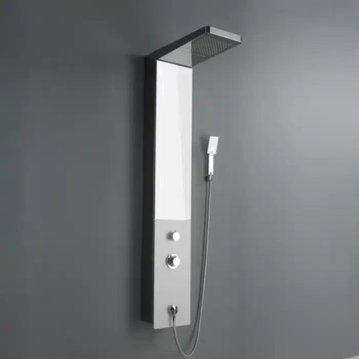 Panou de Duș Premium Crom, Oglindă Integrată și Dulap cu Rafturi, Inox, 140x23 cm - imagine 14