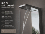 Panou de Duș Premium Crom, Oglindă Integrată și Dulap cu Rafturi, Inox, 140x23 cm - imagine 5