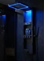 Panou de Duș Premium Negru Mat cu LED Albastru și Afișaj Digital, Inox SUS304, 119x36x8 cm - imagine 8