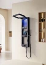 Panou de Duș Premium Negru Mat cu LED Albastru și Afișaj Digital, Inox SUS304, 119x36x8 cm - imagine 9