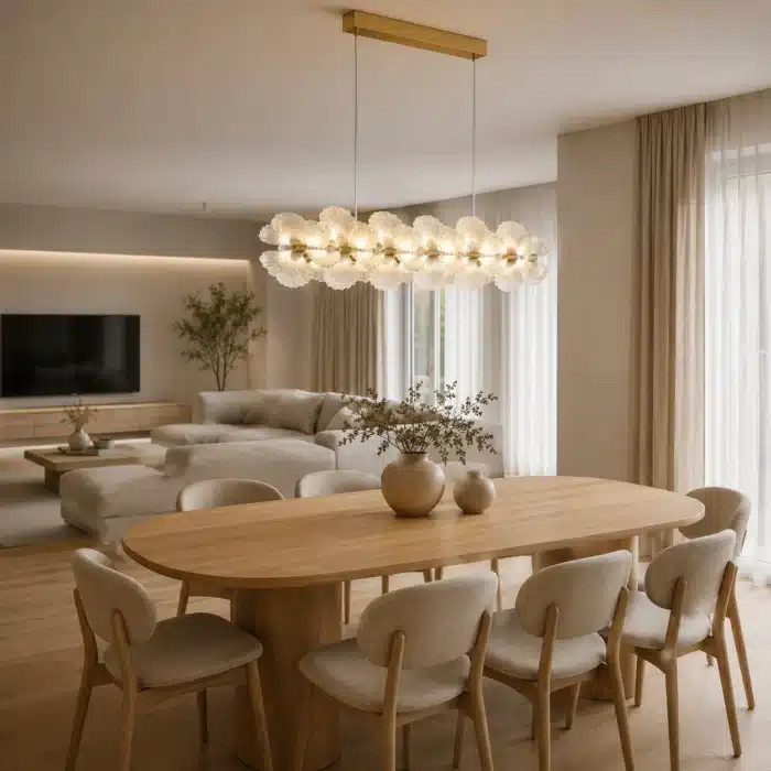 Pendul LED Auriu 144W cu Telecomandă, Înălțime Reglabilă, Dimabil, 3 Tipuri de Lumină - imagine 4