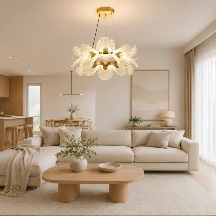 Pendul LED Auriu 80W cu Telecomandă, Înălțime Reglabilă, Dimabil, 3 Tipuri de Lumină - imagine 4