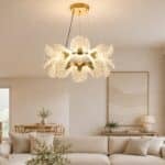 Pendul LED Auriu 80W cu Telecomandă, Înălțime Reglabilă, Dimabil, 3 Tipuri de Lumină