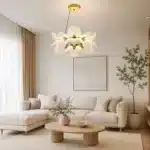 Pendul LED Auriu 80W cu Telecomandă, Înălțime Reglabilă, Dimabil, 3 Tipuri de Lumină - imagine 3